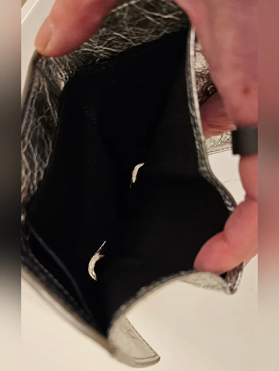 BALENCIAGA Silver Crinkle Trifold Compact Wallet - Picture 9 of 11